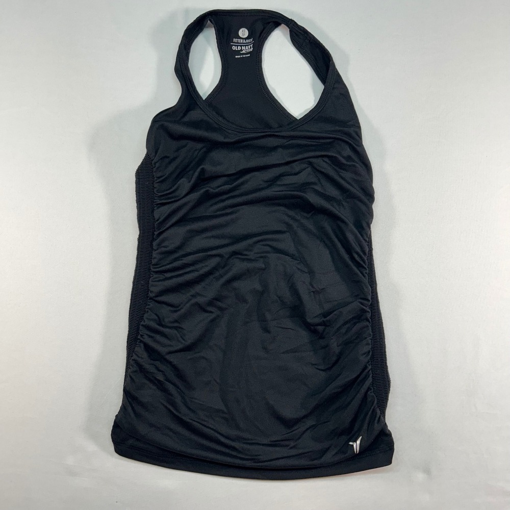 Old Navy Active Womens XS Black Ruched Racerback Fitted Tank‎ Top Athletic Yoga